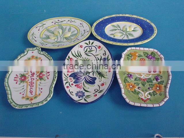 ceramic handpainted plate, embossed handpainted plate
