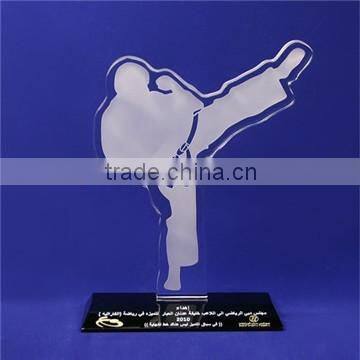 Hot sale cheap blank crystal glass Bowling trophy awards plaque for club gift