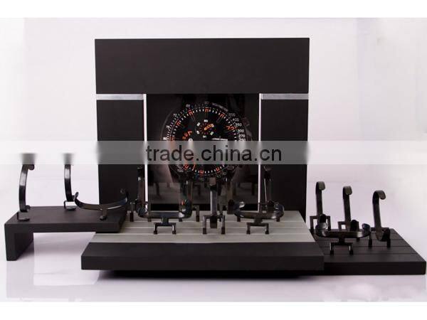 OEM wooden watch display stand with brown baker lacquered watch window display