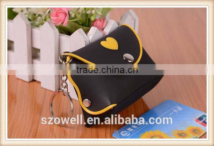 Fashion Promotional Inovative Design Crystal Dermabrasion Mini Key Ring Coin Purse