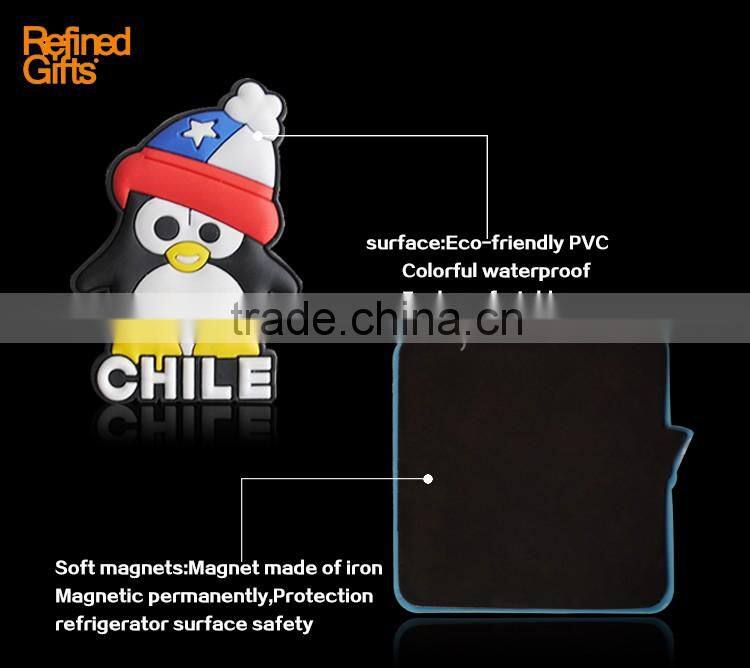 Animal Penguin PVC Rubber Soft 3D Fridge Magnets OEM Menufacture ECO-friendly