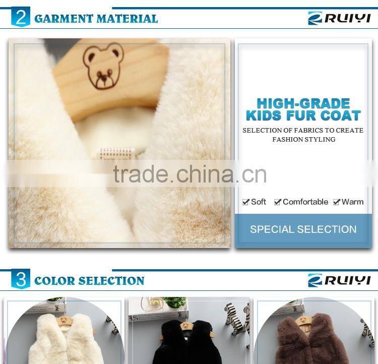 children winter wholesale clothes knitted brown rabbit fur vest apparel