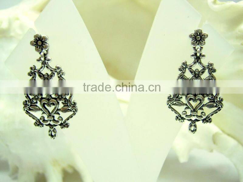 Oxidized Leaf Filigree Designer Sterling Silver Earring Jewelry, Oxidized 925 Sterling Silver Jewelry