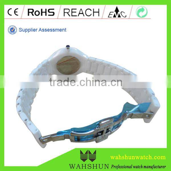 Fashion gift black white ceramic watch band man quartz waterproof,diamond ceramic wrist watch