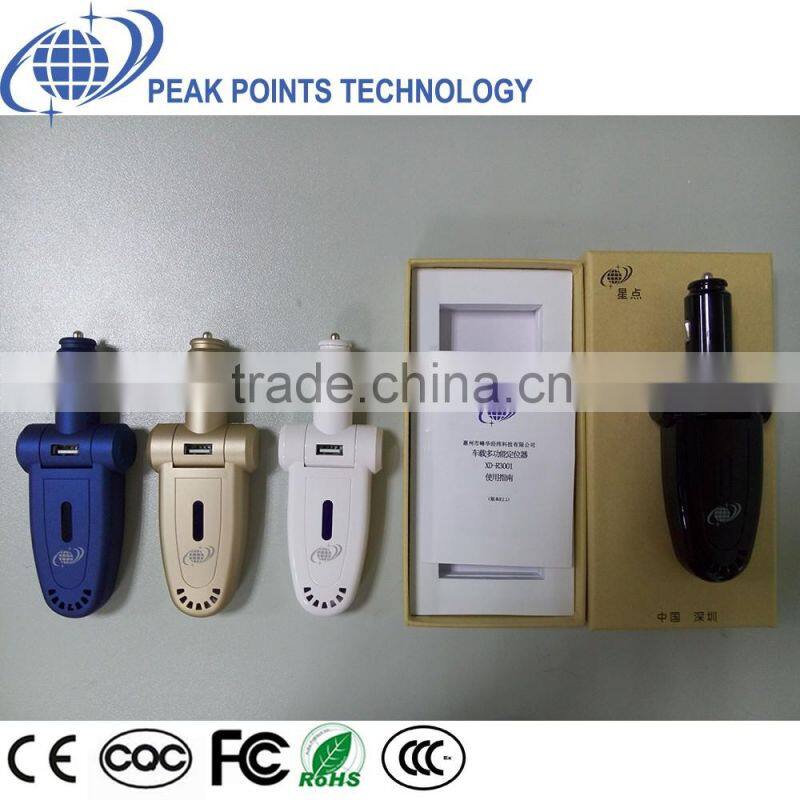 Vehicle gps tracker with USB phone charger and Air Purifier