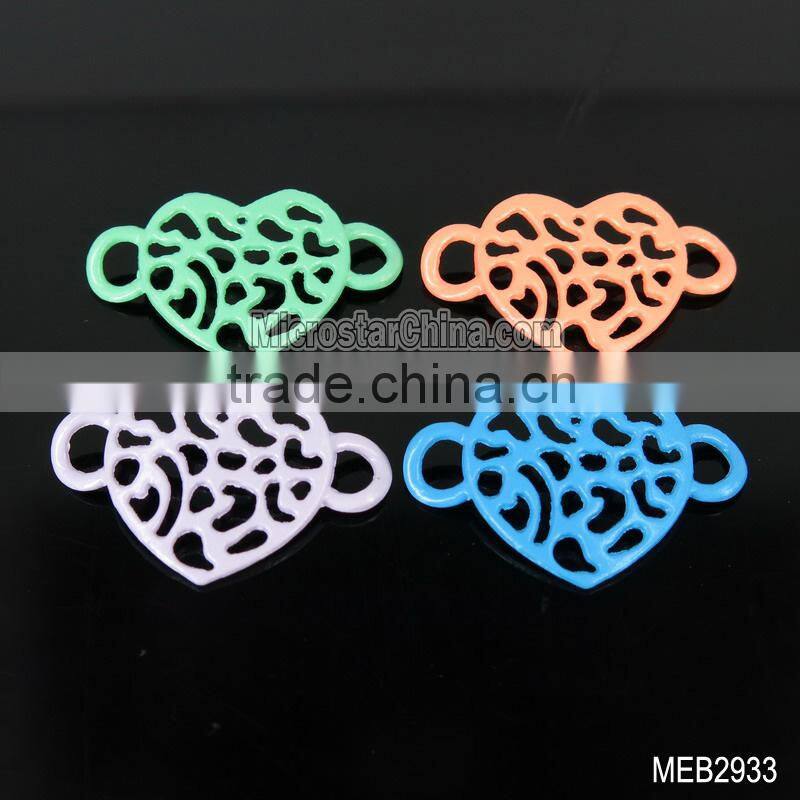 New design spray paint alloy heart connector jewelry bracelet necklace connector