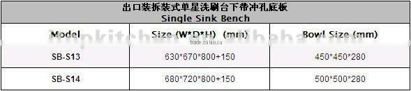 Stainless steel AISI201 Single Sink Bench