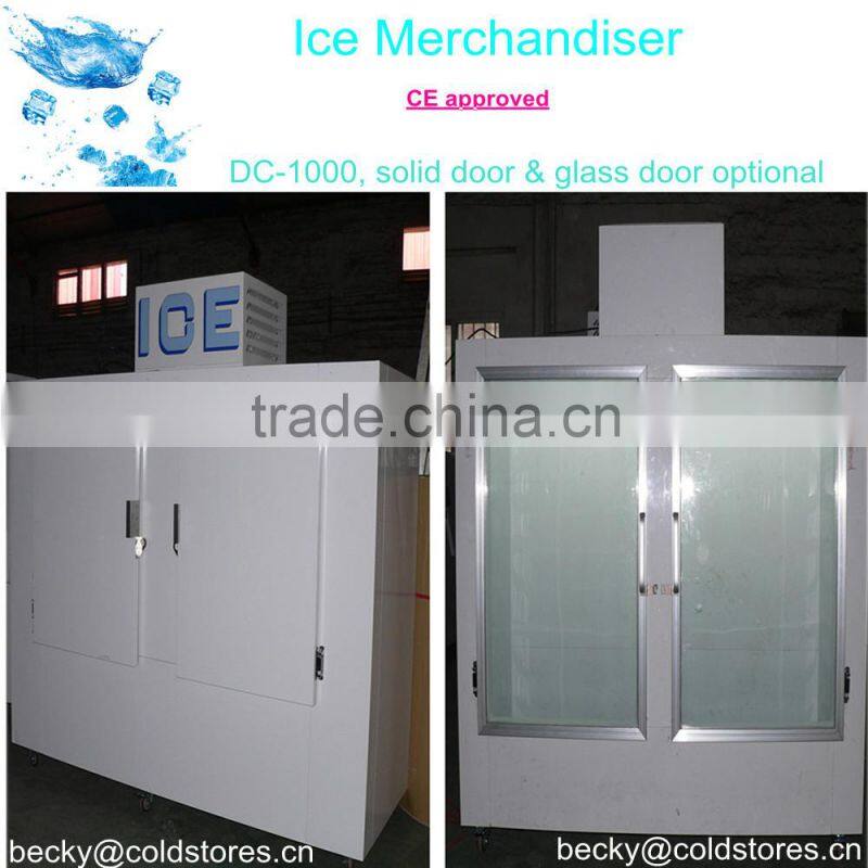 Refrigerated ice storage box with static refrigeration system