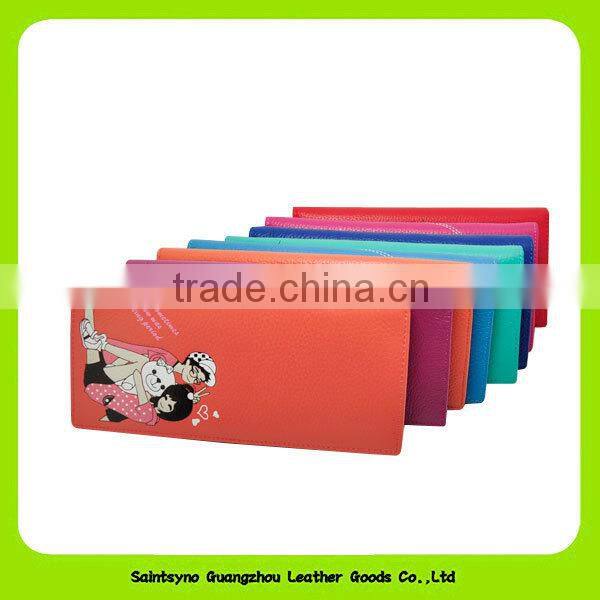 14332 Low price fashion lady silk flowers beauty girls leahter wallet