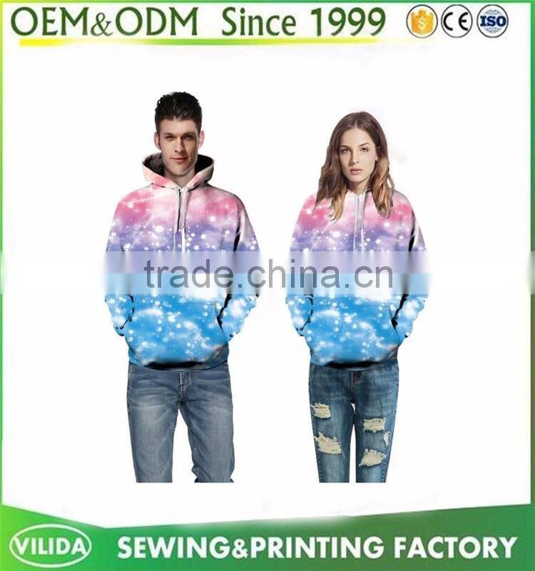 2016 custom sublimation printed fleece couple hoodies and sweatshirts