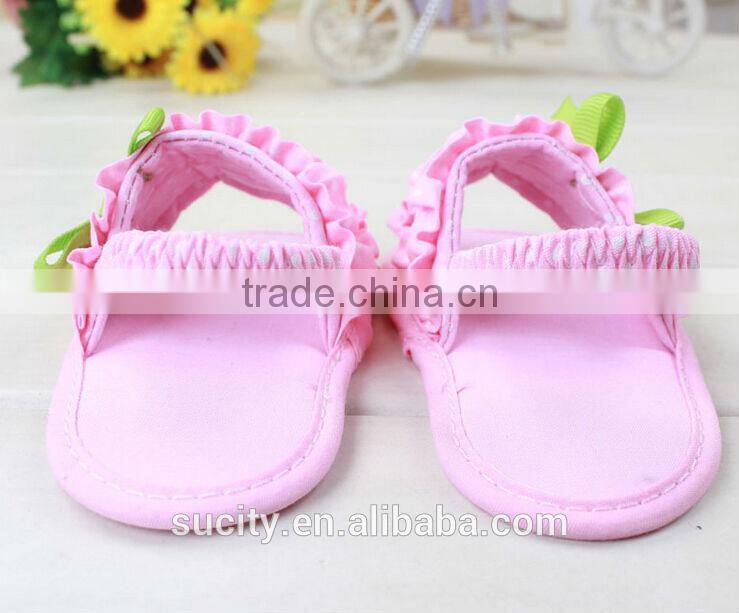 fancy new designs flat girls sandals with ribbon