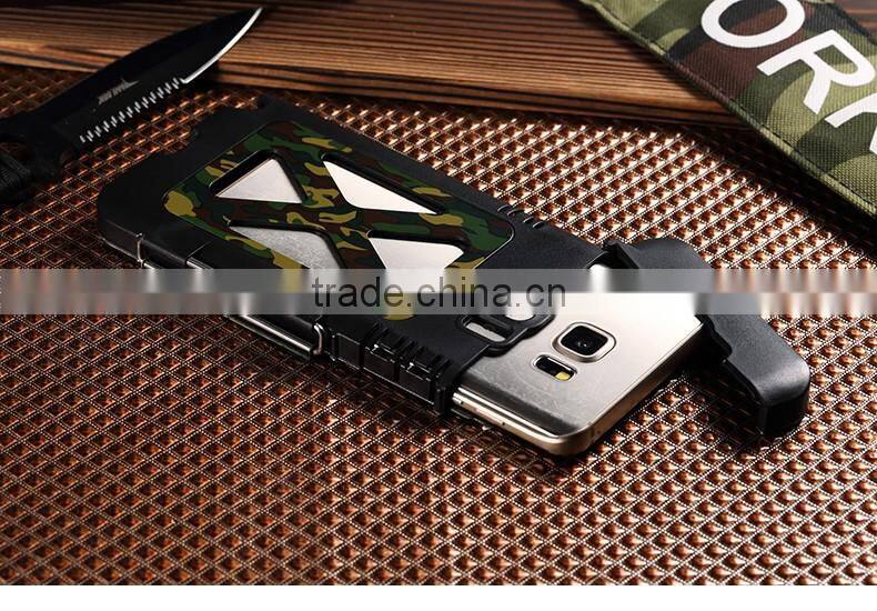 Stainless Steel Flip Smart Cover 360 Iron Man Metal Cover Case for Samsung Galaxy note 5 Camouflage Cool Style