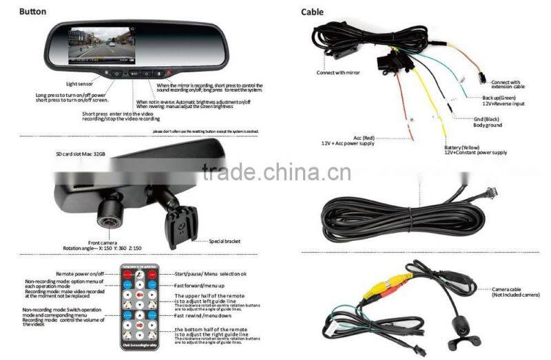 hot sale 4.3 inch GERMID multiple display rear view mirror with backup camera display for trucks.convinient with trucks