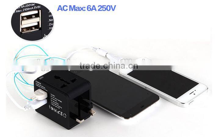 Hot sell promotion gifts internation usa travel universal adapter usb (JS-148)