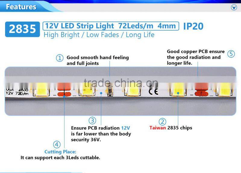 Shenzhen wholesale 2835 flexible led strip lighting 12v