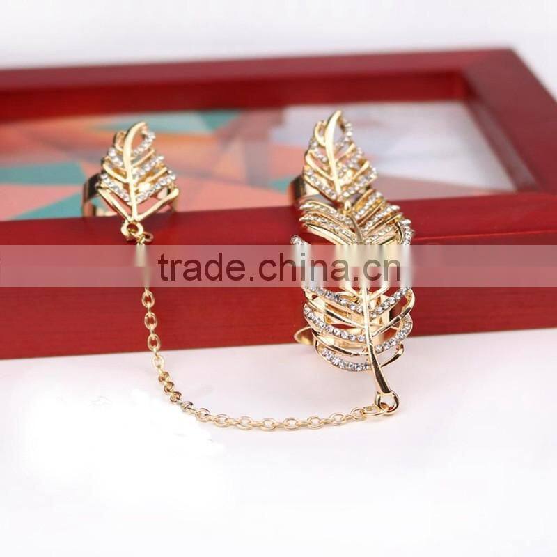 Alli express leaves feathers connection rings