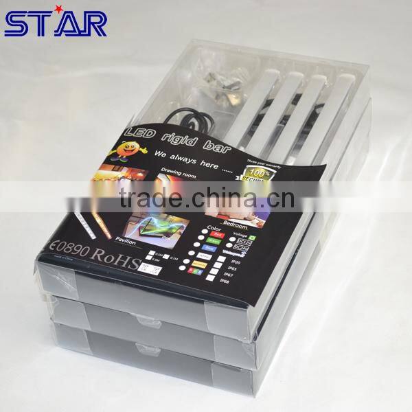 Blister packing 30cm Aluminum LED Bar RGB 5050 12V IP20 4.5W + 24keys RGB IR Remote controller + 12v adapter + Accessories