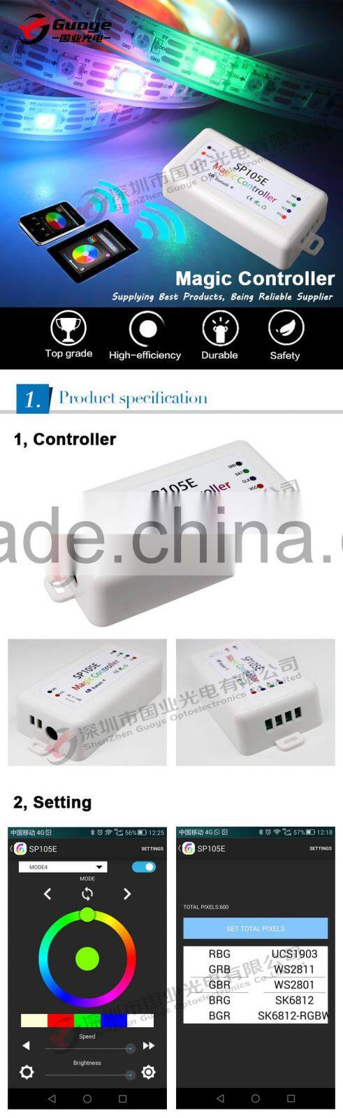 Competitive Price led smart controller for IC ws2812 ws2812B sk6812 bluetooth led rgb controller