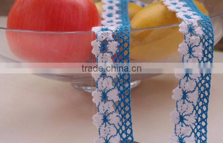 2016 blue african guipure Cotton ribbon trim crochet accessories lace c250104