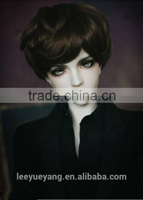 Handsome synthetic short dark brown 1/4 bjd boy doll wigs