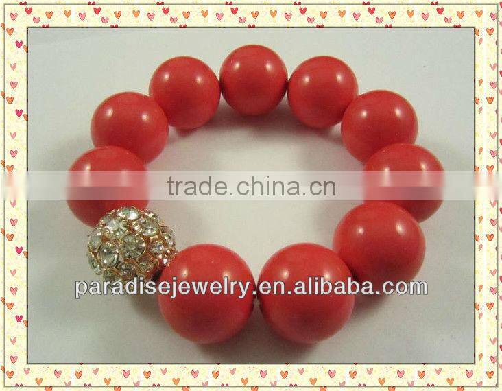 2012 Popular Colorful handmade stretch crystal charm beaded Bracelet-11pcs/row-B22042-4