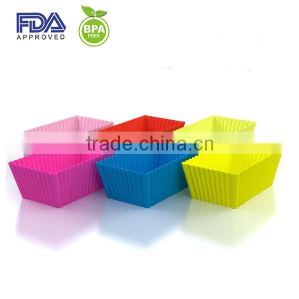 Vibrant Colors Silicone Square Cupcake Liners