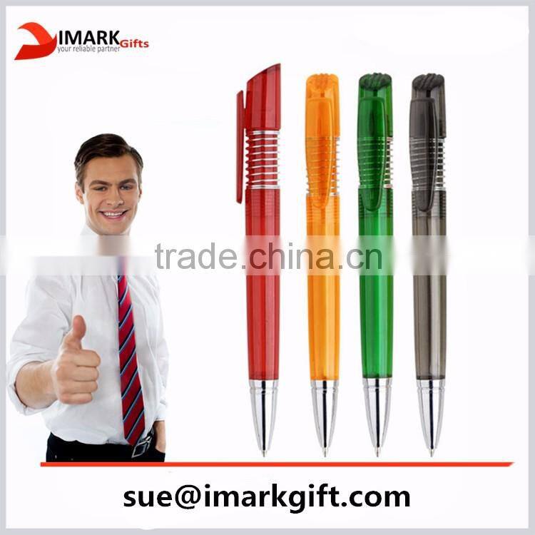 Spring shape click ballpoint pen custom logo plastic roller pen