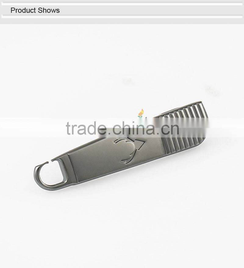 Matt gunmetal finishing metal zipper puller for bag accessories
