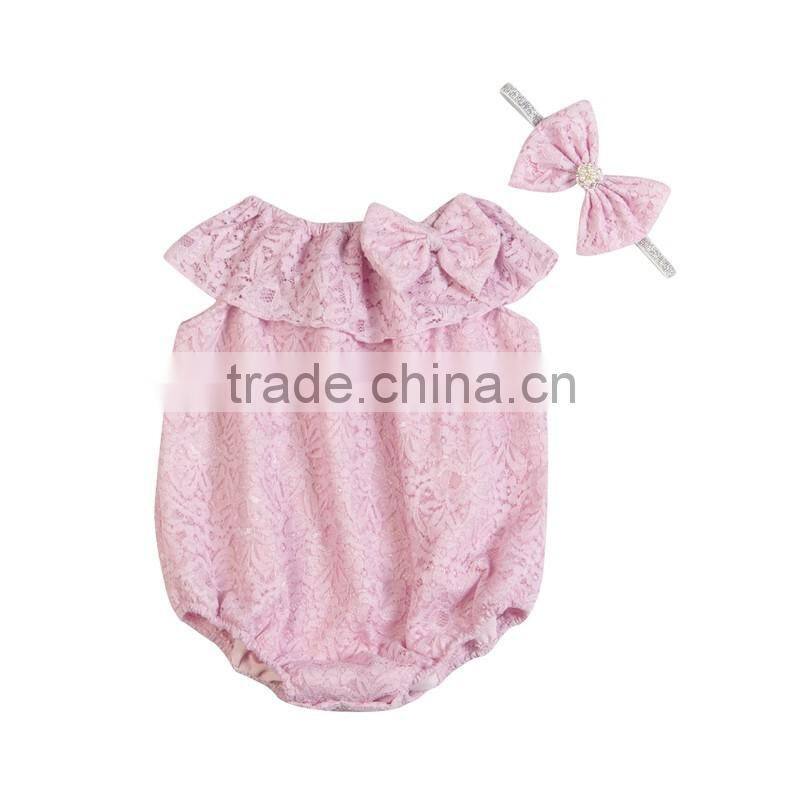 New style newborn baby clothes sleeveless romper set boutique girls lace jumpsuit baby clothing wholesale china
