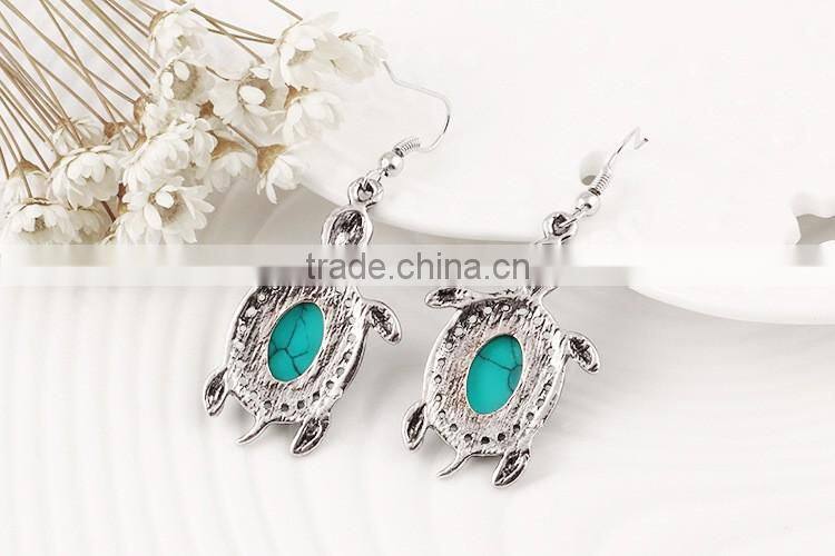 Animal bracelet necklace earring set alloy 4pcs turquoise tortoise jewelry sets