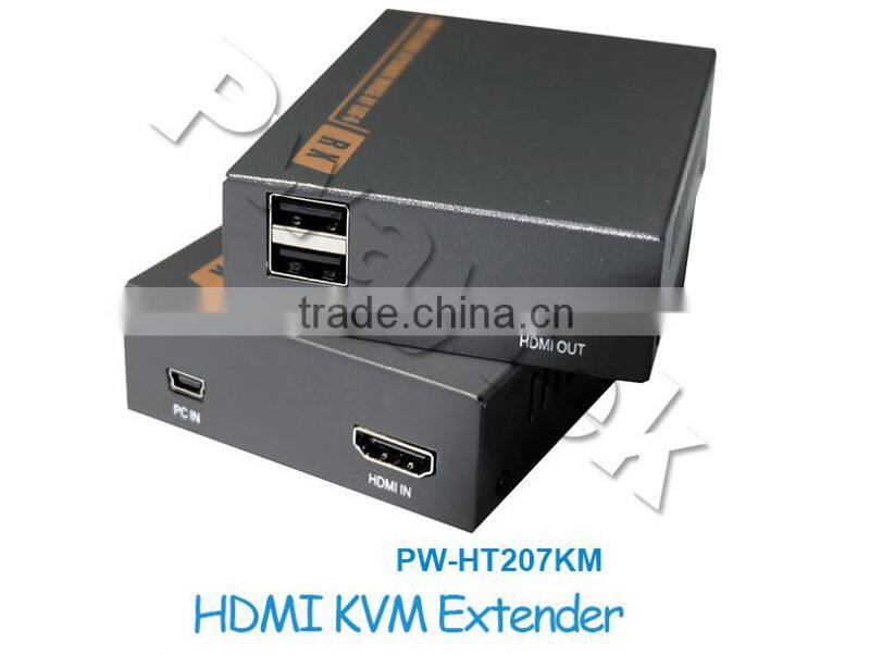 Pinwei PW-HT207HKM 197ft/60m HDMI Extender Over single-wire CAT5e/6 IR remote control support HDTV 1080P 3D