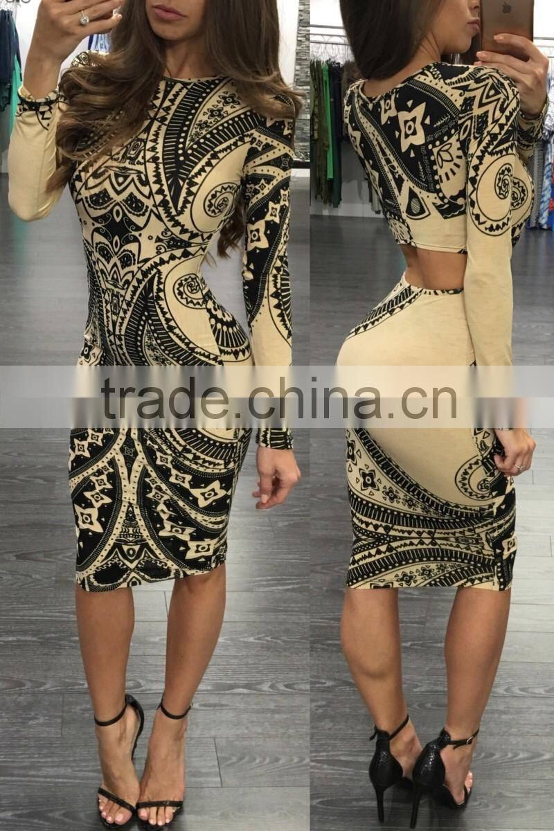 Bonvatt 2017 Women Long Sleeve Fall Dress 2016 Sexy Club Dress Slim Pencil Midi Bodycon Vestidos Party