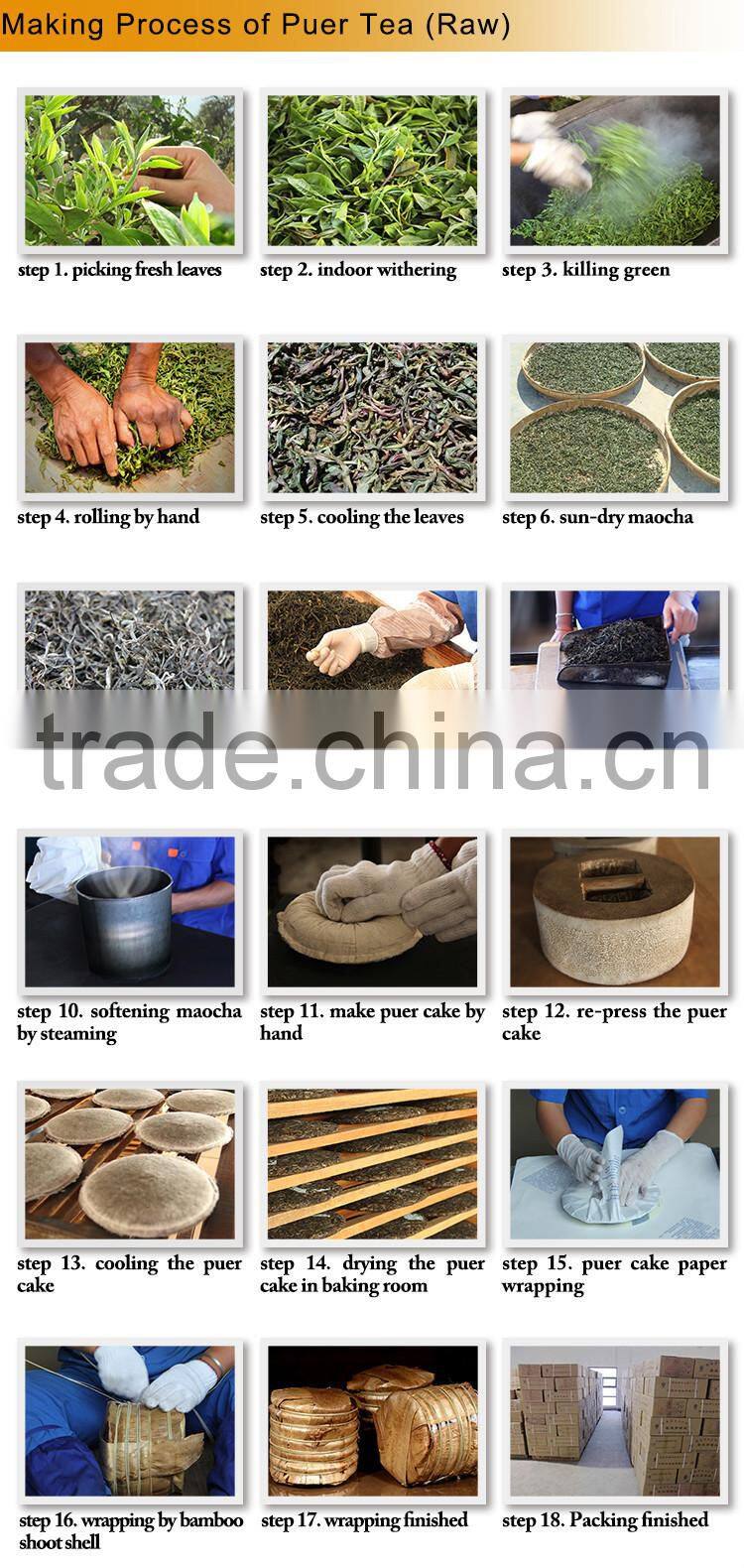 Dropship Tea,2014 Spring from LaoMan'E Village Old Arber Raw Puer Tea,Sheng Puer Tea,Herbal Super Slimming Tea