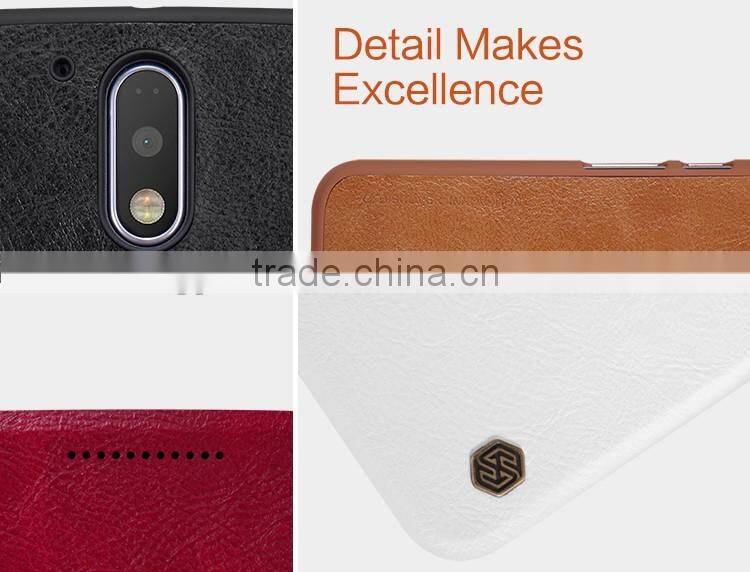 Quality Flip Leather Case For MOTO G4 PLUS, NILLKIN Qin PU flip leather phone Case BUSINESS CARD CASE CLASSIC RESTRO