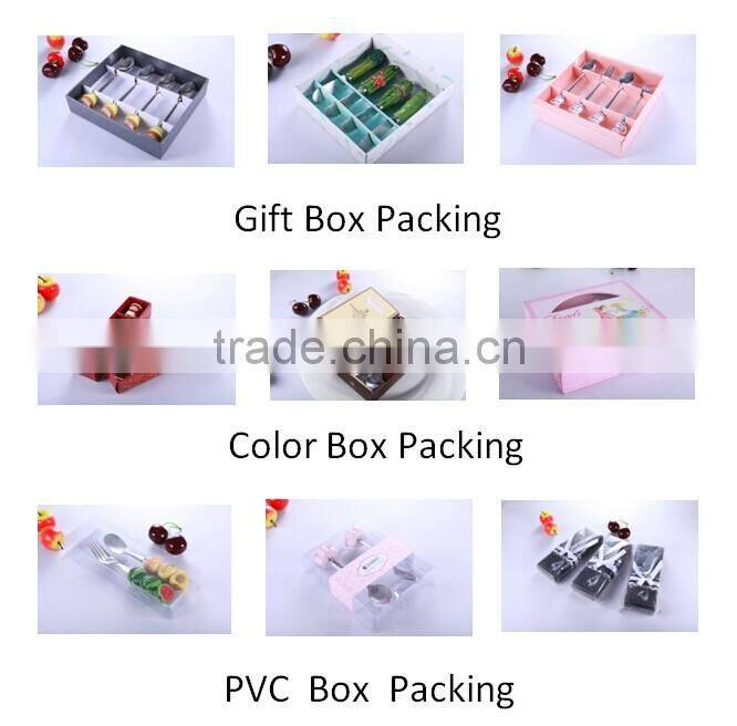 Custom design stainless steel dessert flatware sets with poly handle