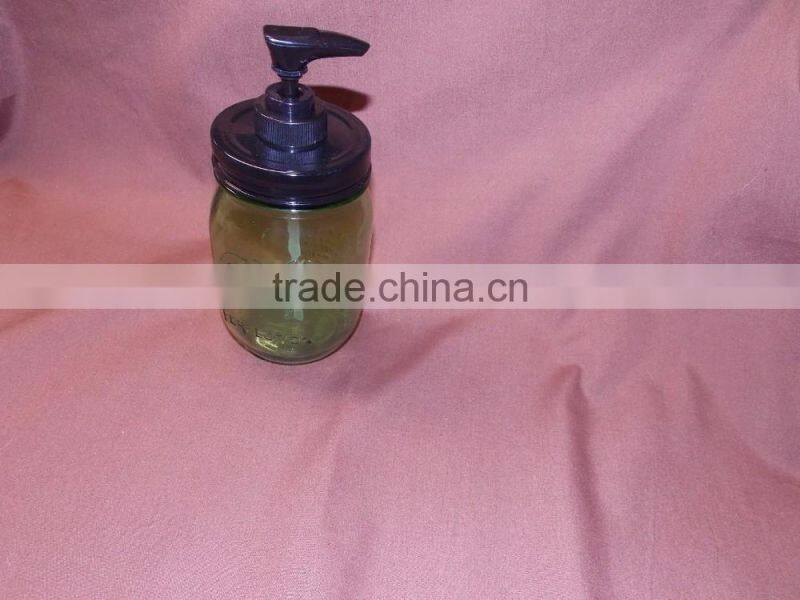 Vintage Mason Jar Soap Dispenser with antiqued black lid & pump