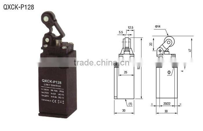 QXCK-P128 Thermoplastic roller tumbler directacting type 1m/s 15 million times 30*30*63mm IP65 Limit Switch