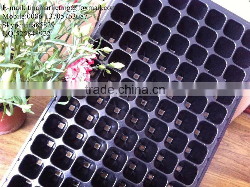 Custom Strong Quality Black Shining PS Plastic Flower Seed Starting Trays 98 Cell 530*280*55mm