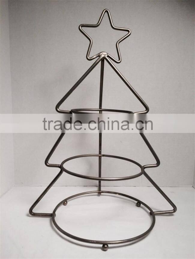 3 Tiered Brushed Metal Tree & Star Buffet Display Rack Stand Server Holder