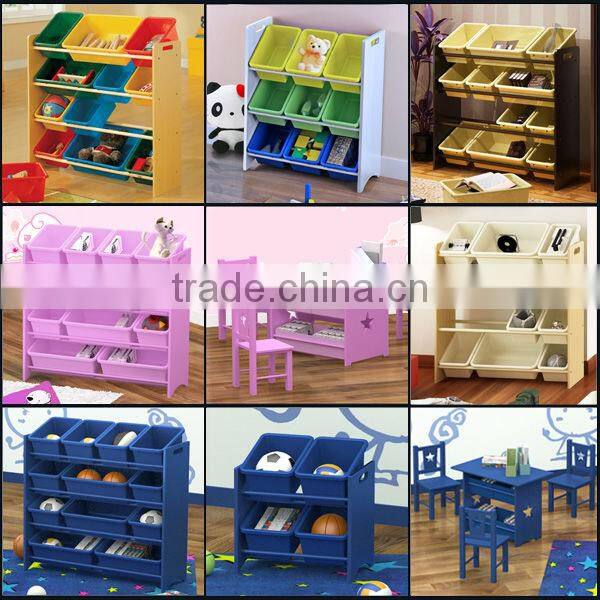 wooden 4 tier toy storage shelf