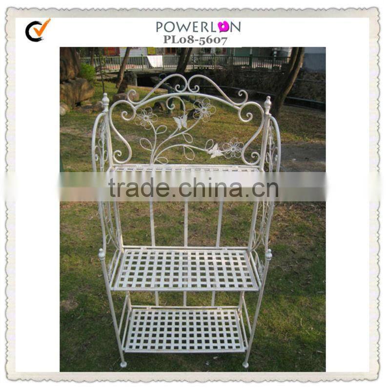 New folding 3-tier Antirust flower wrought iron corner shelf