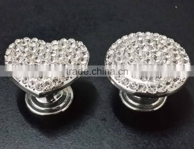 bling bling heart shaped metal alloy furniture cabinet knobs