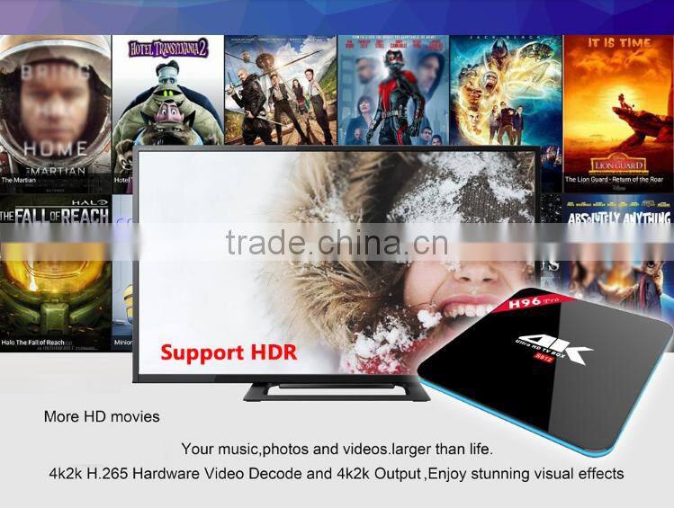 Android 6.0 Best Free Live Channels H96 Pro TV Box 2GB 3GB 16GB Kodi 16.1 Pre-installed 4K HD Free Porn Video TV Box