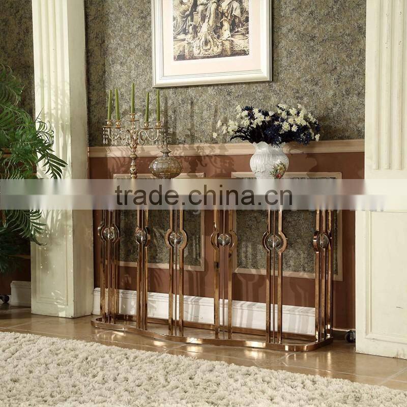 luxury marble top console table with crystal decoration
