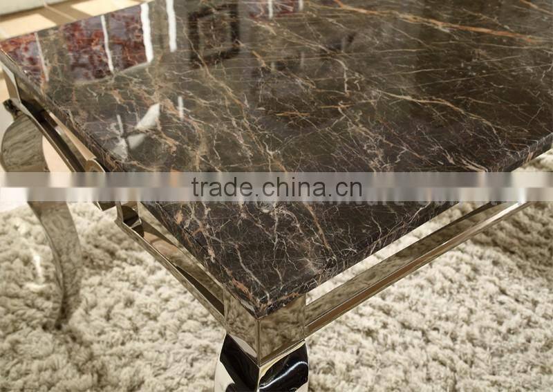 luxury 6 seaters stainless steel dining table set