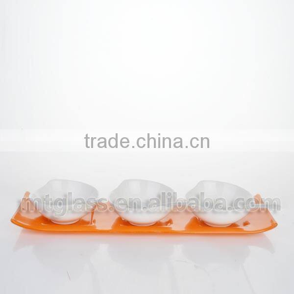 Cute Eco-friendly white restaurant italian ceramic plates dishes with orange holder