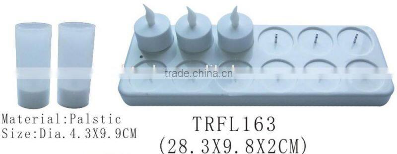 Decorative plastic flameless 12pcs rechargeable led candle set