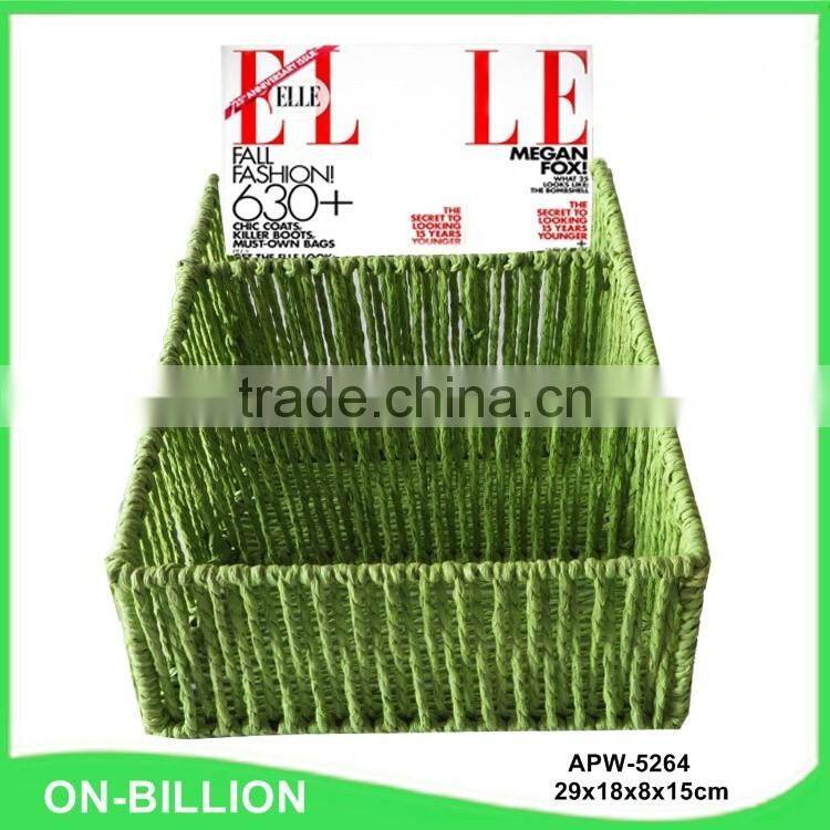 Office promotional colorful paper weaving magazine basket
