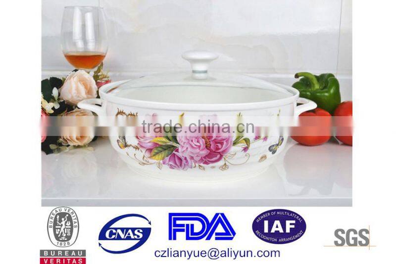 10" ceramic pot suitable for microwave oven with glass lid