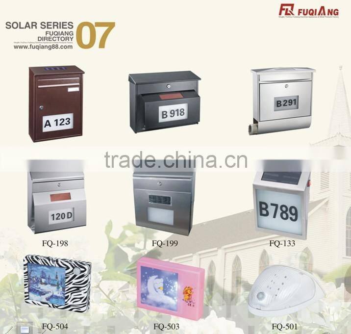 FQ-198 Modern house numbers light address numbers wall mounted stainless steel mailbox